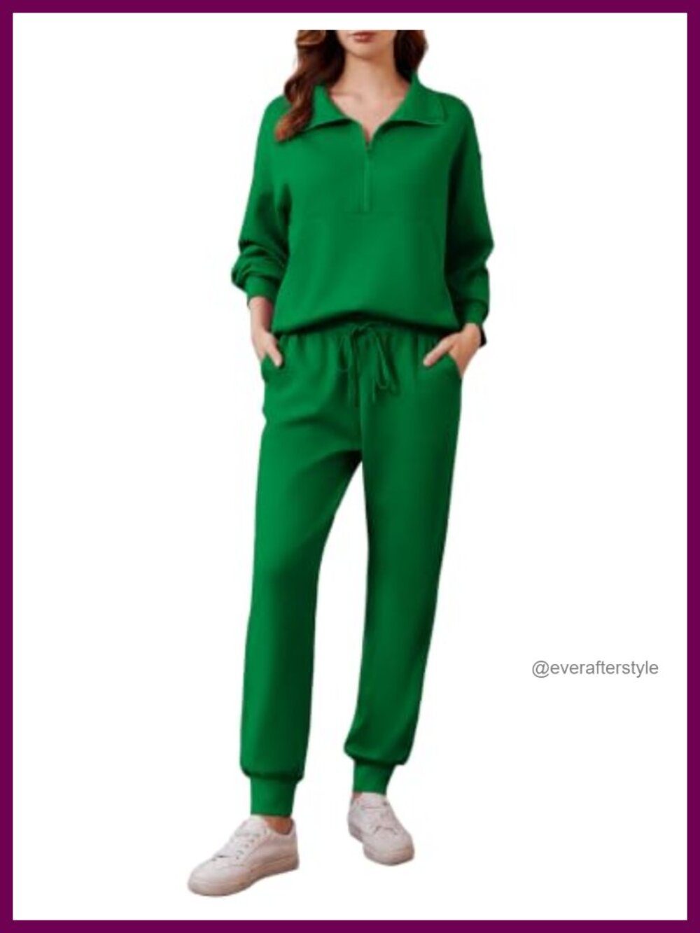 Women's 2 Piece Tracksuit Set Long Sleeve Half Zip Joggers Activewear